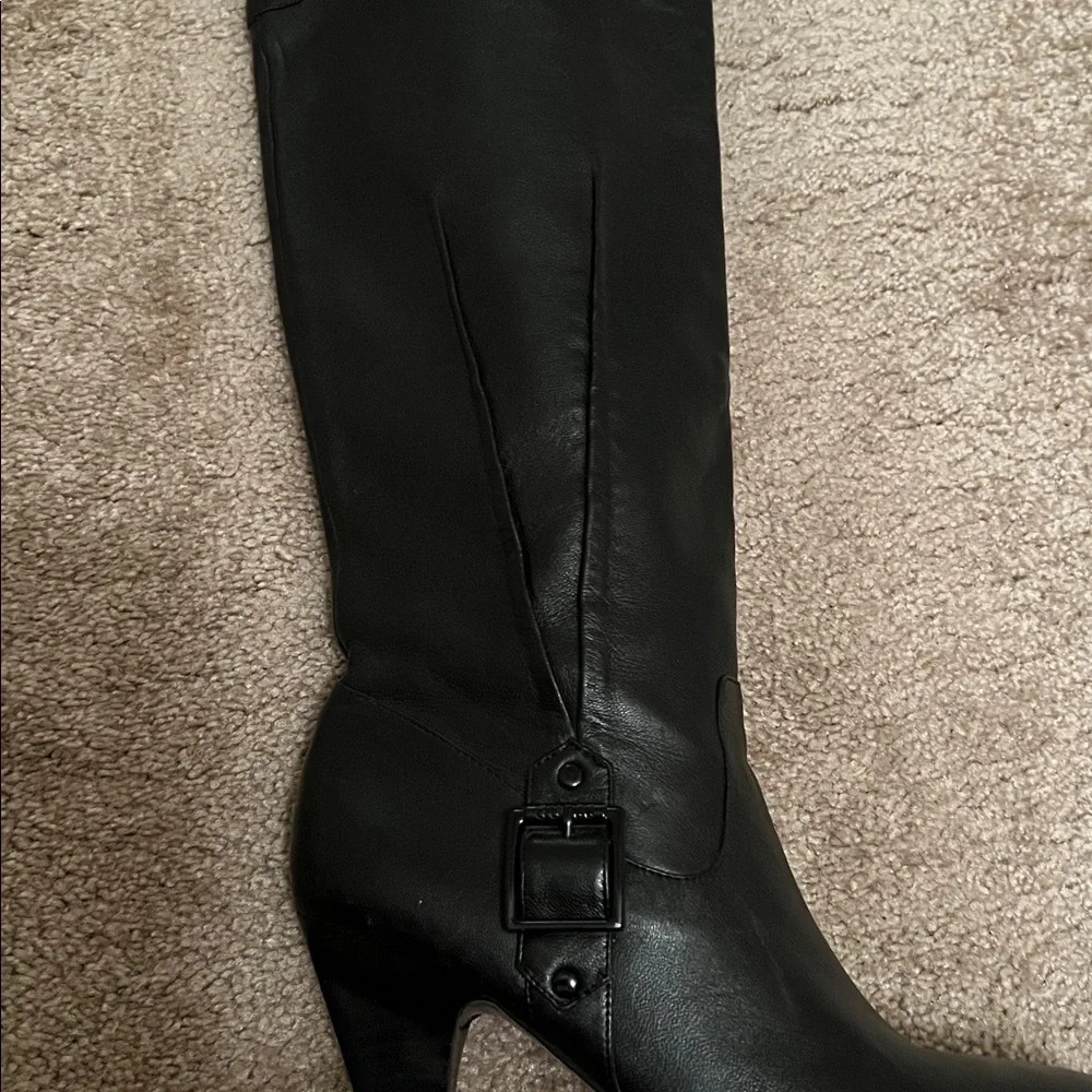 Black Over-the-Knee Women's Guess Soft Leather Heeled Boots Size 9 1/2M